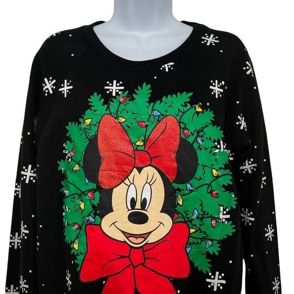 Disney Minnie Mouse Christmas Holiday Light Up Long Sleeve Sweatshirt Top - Picture 4 of 8